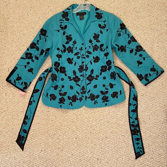 Teal Ladies Blazer -- 100% Silk - Picture 9 of 16